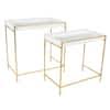 Litton Lane 22 in. White Large Rectangle Wood Nesting Geometric Console Table with Gold Metal Legs (2- Pieces) 65646 - The Home Depot