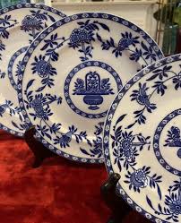 ANTIQUE DELPH WOOD & SONS 3 Graduated Plates 7.5”, 9”, 10” Blue & White No Flaws | eBay