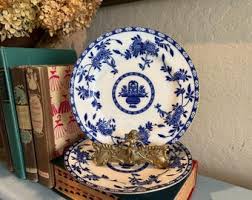 Antique W.A.A & Co Flow Blue White Floral Plates - Made in England - Etsy