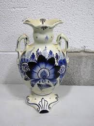 Vintage Delft Blue Handpainted Pottery Vase 257 Holland