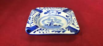 Vintage-ashtray-blue-white-windmill-ts Holland-hand Painted-delft Blue-square-home Decor - Etsy Singapore