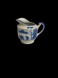 1950s Delft Style Creamer: Hand-painted Windmill & Sailboat ...