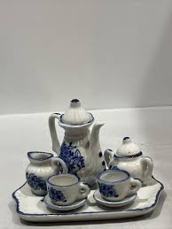 VINTAGE*10*PIECE*MINIATURE*BLUE*FLOWERS*TEA*SET*MADE IN THAILAND 2.5” Inch. 1.5” | eBay