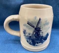 Vintage Delft Blue Mug- Dutch Windmill .31L Mug Hand ...