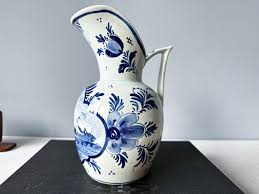 Vintage Delft Blue Hand-painted Pitcher: Dutch Pottery Vase ...