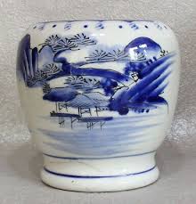 Japanese Vintage Brazier Hibachi Blue & White Porcelain ...
