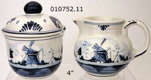 DeWit Handpainted Blue Delft Sugar & Creamer Set