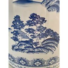Chinoiserie Blue and White Porcelain Garden Stool | Chairish