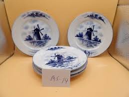 Set of 5 Unbranded Delft Blue 5" Bread Plates Windmill Scene Circa 1940's MS14 | eBay