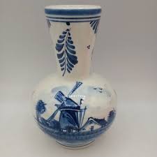 Delft Bleu Holland Small Vase Handpainted Windmill Flower ...