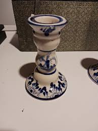 Lot Of 2 Pillar Ceramic Wind Mill Candle Sticks With Case ...