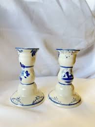 Set of 2 Vintage Dutch Pattern Blue White Porcelain ...