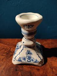 Vintage Delft Blue Candle Stick Holder - Etsy