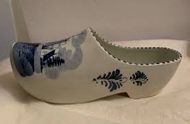Delft Blue White Dutch Windmill Ceramic Clog Shoe Hand ...