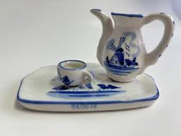 Vintage Delft Blue/white miniature Tea/Coffee pot, cup, tray ...