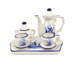 Miniature Ceramic Tea Set with Windmill Design