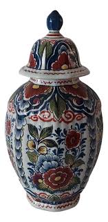 Vintage Oud Delft Colorful Art Pottery Lidded Ginger Jar ...