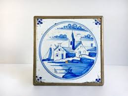Rare Antique Delftware Holland Brass Frame Tile Tile Mural ...