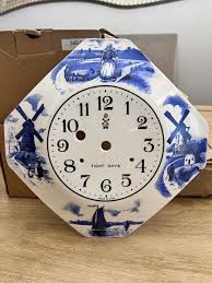 Miller 8 Day Porcelain Blue Octagon Wall Clock Plate 10" | eBay