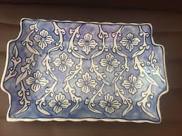 Decorative Flowered Blue & White Tray 10" X 6.75" New No Tag ...
