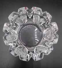 2 Vtg Mikasa Laurel Cut Crystal Ashtray Frosted Tulip ...