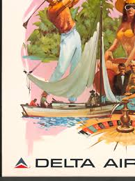 ORIGINAL Vintage Travel Airline Poster BAHAMAS Caribbean Delta Air Lines | eBay