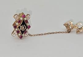 VINTAGE ENAMEL 10K GOLD RUBY PEARL PI KAPPA ALPHA CARNEGIE ...