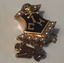 SALE VTG 14K Gold Pearl Enamel Skull Cross Bones Fraternity ...