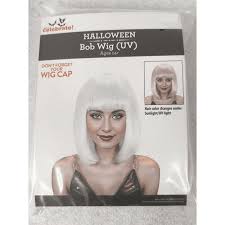UV Bob Wig, White and Pink, Halloween Accessory for Adults ...