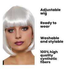 Party Expert White Daisy Wig for Women | White Bob Wig for ...