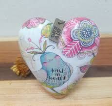 BOHO Art Hearts Folk Art Bird Kind In Heart With Key Demdaco ...