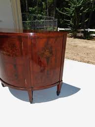 Pair of Italian Satinwood Paint Decorated Demilune Cabinets ...