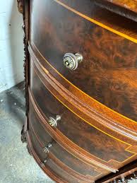 Classic pair French 4-Drawer Night Stands, burl wood, carved ...