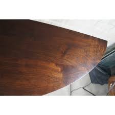 Harris Rubin McGavin Walnut Steel Tall Demilune Console Entry Table | Chairish