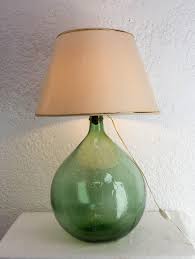 French Table Lamp Mounted on Green Glass Bottle Demijohns Lady Jeanne or Carboy For Sale at 1stDibs