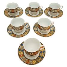 Etege Ethiopia- 12 PCS Tebeb Pattern Ethiopian & Eritrean Traditional Coffee Cups set of 6 cups 3oz and 6 Saucers - Walmart.com