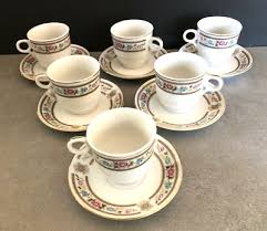 China CX183 Blue Flowers, Brown Dots & Zigzags Demitasse Cups & Saucers Tea Set | eBay Australia