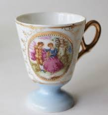 Vintage Hand Painted Porcelain Demitasse Cup & Saucer Set Fragonard Style Japan | eBay
