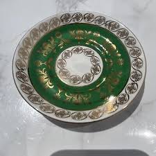 Salisbury Demi Tea Cup & Saucer Green & Gold Trim Bone China England | eBay