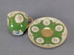 Royal Doulton Roses Wreaths Green & Gold Interior Demitasse Cup & Saucer A | eBay