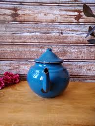 Vintage Blue Enamelware Tea Kettle: Small Stovetop Teapot - Etsy