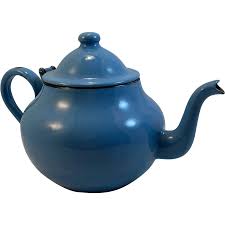 Yugoslavia Blue Enamel Granite Ware Tea Pot. For Sale at ...