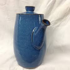 DENBY ENGLAND ENGLISH SOLID DARK BLUE SPECKLED COFFEE POT ...