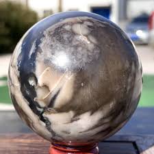 333G Natural black cherry blossom agate quartz crystal ball ...