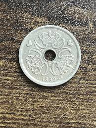 1999 Denmark Danmark 1 One Krone Center Hole Actual Coin ...