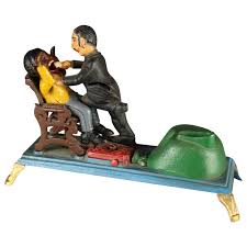 Vintage Book of Knowledge Cast Iron Mechanical Bank, The Dentist, 20th Century at 1stDibs | cast iron dentist bank, dentist bank