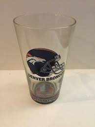 Vtg Denver Broncos Beer Drinking Glass NFL Tumbler Pint Pub ...