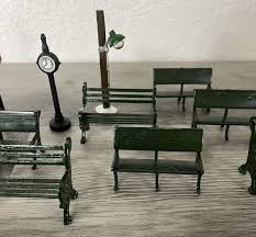 Christmas Village Accessories Park Benches Mail Boxes Clock ...