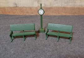 Dept 56 Metal Park Benches and Town Clock - 3 Pieces | eBay