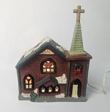Winter Valley Village 1995 Lighted Church House | eBay